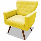 Combo Poltrona Decorativa Julieta Com Puff Redondo Pés Madeir