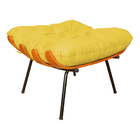Combo Poltrona Decorativa Mais Puff Costela Suede Amarelo - D