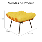 Combo Poltrona Decorativa Mais Puff Costela Suede Amarelo - D