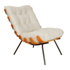 Combo Poltrona Decorativa Mais Puff Costela Suede Bege - Ds E