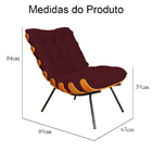 Combo Poltrona Decorativa Mais Puff Costela Suede Bordô - Ds