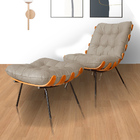 Combo Poltrona Decorativa Mais Puff Costela Suede Capuccino -