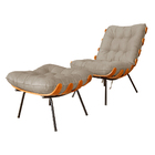 Combo Poltrona Decorativa Mais Puff Costela Suede Capuccino -