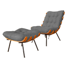 Combo Poltrona Decorativa Mais Puff Costela Suede Cinza - Ds