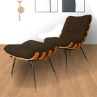 Combo Poltrona Decorativa Mais Puff Costela Suede Marrom - Ds