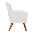 Combo Poltrona Decorativa Nina Com Puff Redondo Pés Madeira S