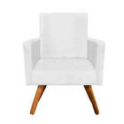 Combo Poltrona Decorativa Nina Com Puff Redondo Pés Madeira S