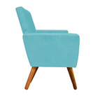 Combo Poltrona Decorativa Nina Com Puff Redondo Pés Madeira S