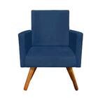 Combo Poltrona Decorativa Nina Com Puff Retangular Pés Madeir