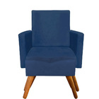 Combo Poltrona Decorativa Nina Com Puff Retangular Pés Madeir