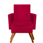 Combo Poltrona Decorativa Nina Com Puff Retangular Pés Madeir