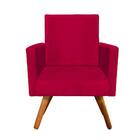 Combo Poltrona Decorativa Nina Com Puff Retangular Pés Madeir