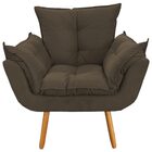 Combo Poltrona Decorativa Opala Deluxe Com Puff Suede Marrom
