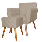 Combo Poltrona Mais Puff Isabela Em Tressê Pés Palito Suede C