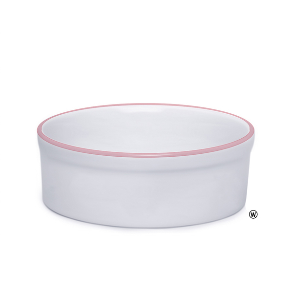 Comedouro Bebedouro De Porcelana 600ml Borda Rosa