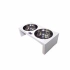 Comedouro Branco Pet Bebedouro Cachorro Gato Elevado 2 Potes