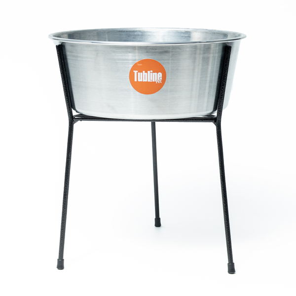 Comedouro Duplo Ajustável para Cachorro e Gato M 2500ml Aço e Alumínio Tubline