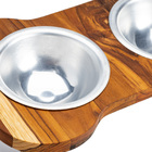 Comedouro Duplo Animais Elevado Madeira Teca Suporte Osso