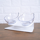 Comedouro Duplo Elevado Para Gatos Acrílico