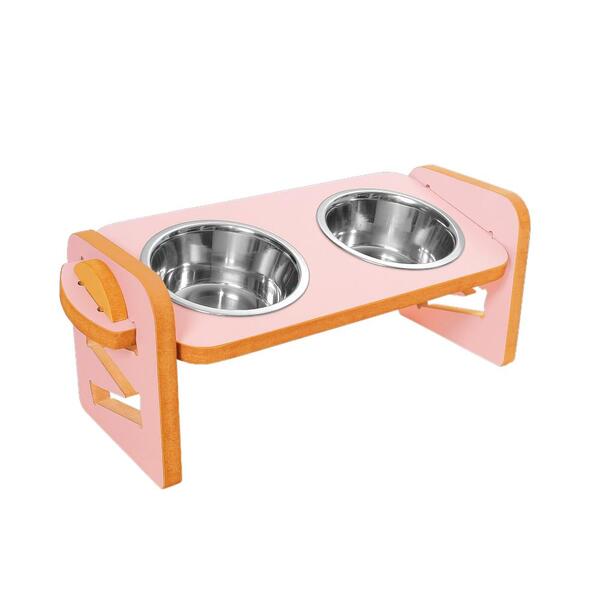 Comedouro Duplo Para Cães E Gatos Com Regulagem De Altura - R