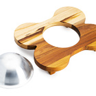 Comedouro Para Animais Elevado Madeira Teca Suporte Osso