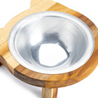 Comedouro Para Gatos Elevado Madeira Teca Suporte Gatinho