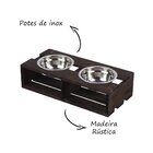 Comedouro Pet Elevado De Madeira Com 2 Potes - Stolf