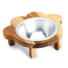 Comedouro Pet Elevado Madeira Teca Comedouro Gato E Cachorro