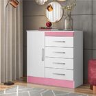 Cômoda 04 Gavetas Montevideu Demóbile Branco Rosa Branco Flex