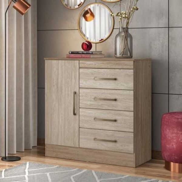 Cômoda 04 Gavetas Montevideu Demóbile Nogal Vanilla Touch