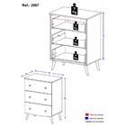 Cômoda 100% Mdf 3 Gavetas Doçura Multimóveis  Branco/cinza/ro