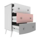 Cômoda 100% Mdf 3 Gavetas Doçura Multimóveis  Branco/cinza/ro