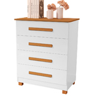 Cômoda 100% Mdf Com 04 Gavetas E Pés Em Madeira Maciça Suíça