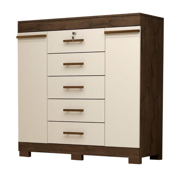 Cômoda 100%mdf Com 5 Gavetas Sapateira/nichos 2 Portas Diana