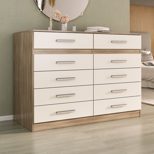 Cômoda 10 Gavetas Alexia Yescasa Castanho/offwhite