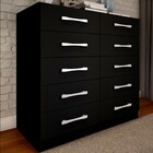 Cômoda 10 Gavetas Torres Preto Fosco - Pnr Móveis