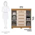 Cômoda 120cm 2 Portas 5 Gavetas 100% Mdf Coleus Espresso Móve