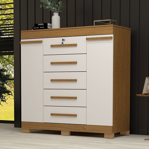 Cômoda 120cm 2 Portas 5 Gavetas 100% Mdf Coleus Espresso Móve