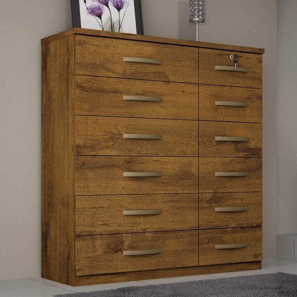 Cômoda 12 Gavetas King Benetil Móveis Rovere Rustico