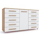 Cômoda 1 Porta 10 Gavetas Com Rodízio Imperial Freijó/ Off Wh