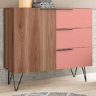 Cômoda 1 Porta 3 Gavetas Castanho/ades/coral/metal Preto Bcm