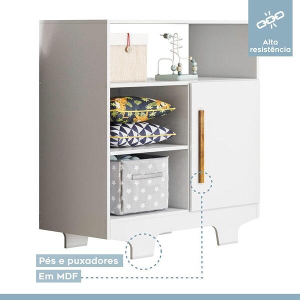 Cômoda 1 Porta 3 Prateleiras Flocos Tigus Baby - Branco
