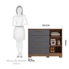 Cômoda 1 Porta 4 Gavetas 100% Mdf Malu Panan Avelã/chumbo