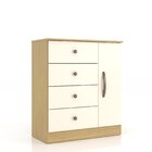 Cômoda 1 Porta 4 Gavetas 91,5x80x39,3 Cm Lisboa Canary/off Wh