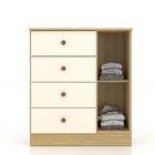 Cômoda 1 Porta 4 Gavetas 91,5x80x39,3 Cm Lisboa Canary/off Wh