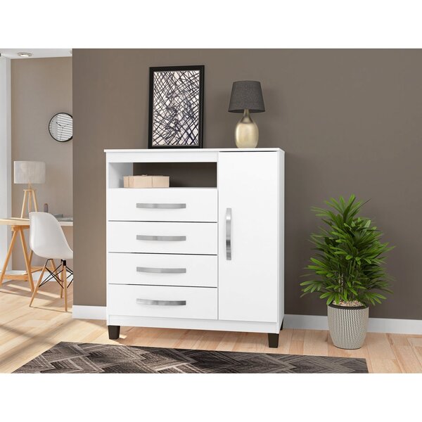 Cômoda 1 Porta 4 Gavetas Atalaia Incorplac Branco