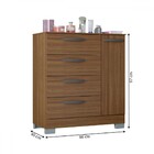 Cômoda 1 Porta 4 Gavetas Castanho - Poquema