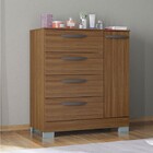 Cômoda 1 Porta 4 Gavetas Castanho - Poquema