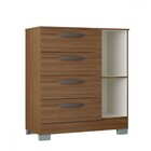 Cômoda 1 Porta 4 Gavetas Castanho - Poquema