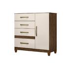 Cômoda 1 Porta 4 Gavetas Castanho Wood Baunilha Com Pés Vênus